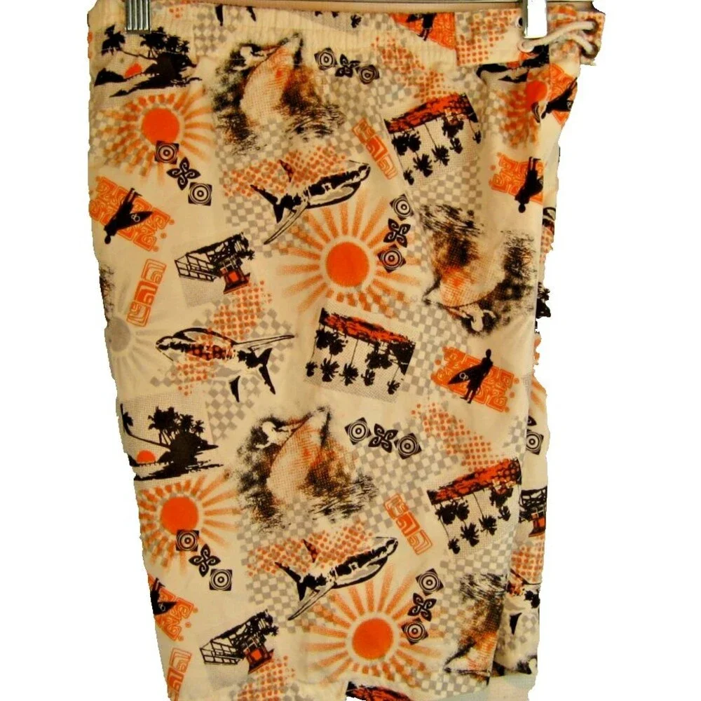 Boys Ocean Pacific  OP Aloha Hawaiian Board Swim Surf Shorts sz L(10-12) [28x9]